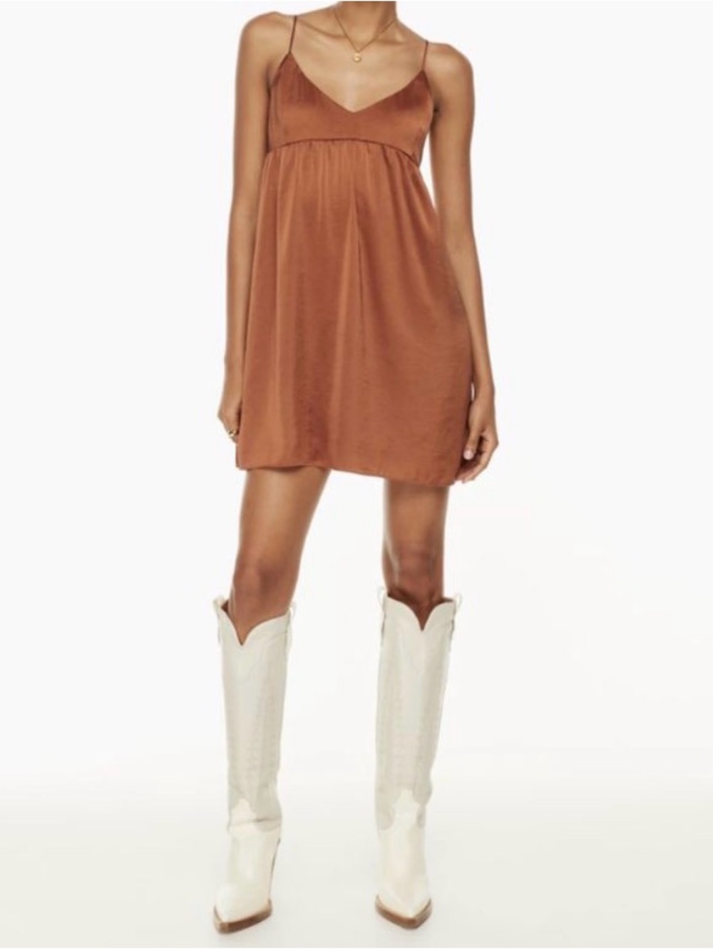 Wilfred ARITZIA Lover Satin Mini Dress in Anise Brown